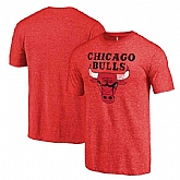 Chicago Bulls Heather Red Distressed Team Logo Fanatics Branded Tri-Blend T-Shirt,baseball caps,new era cap wholesale,wholesale hats